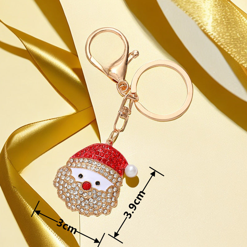 Wholesale Christmas Snowman Elk Cartoon Inlaid Diamond Metal Keychain